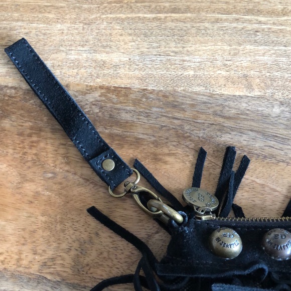 Ed Hardy clutch wristlet handbag leather fringe - Picture 6 of 8